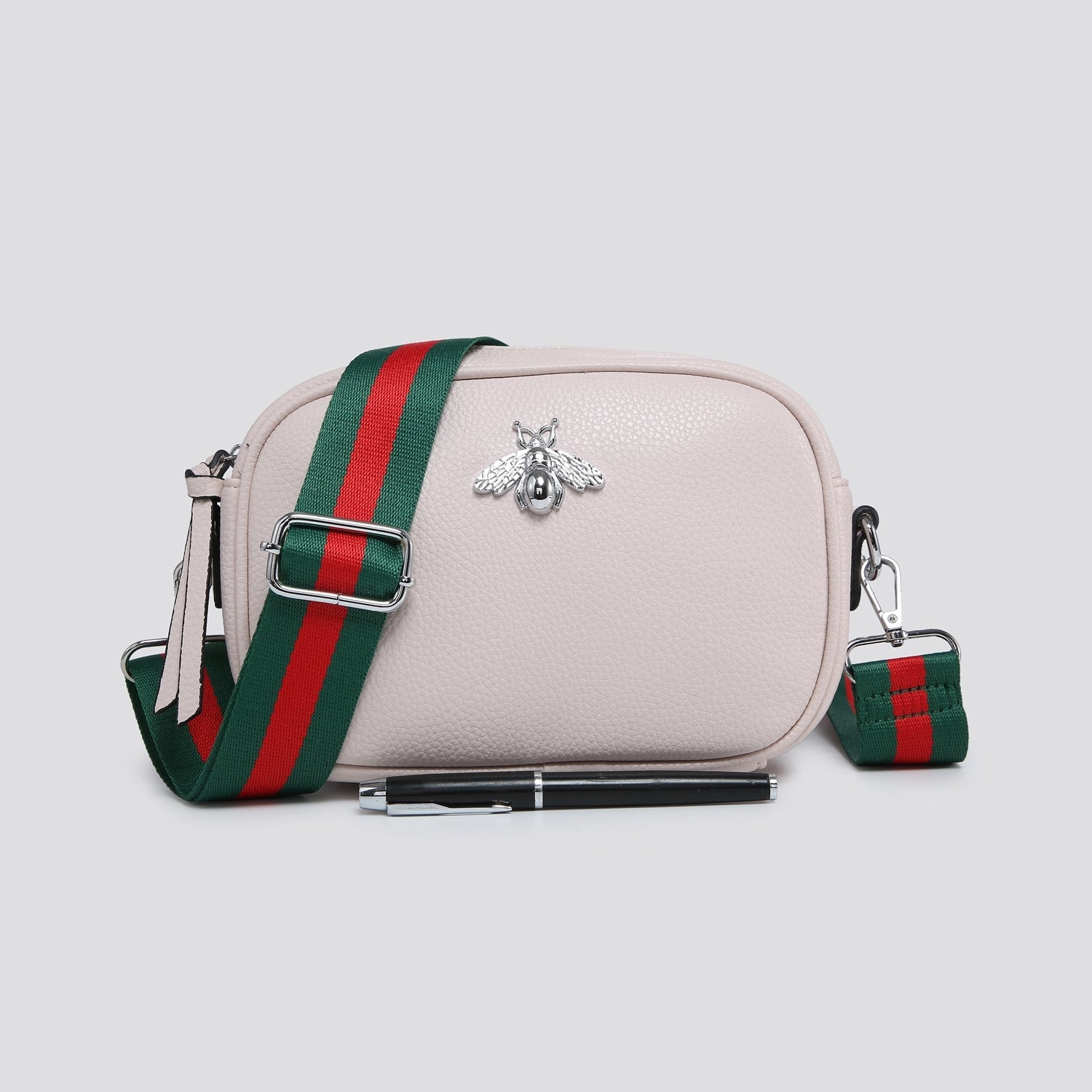 GREEN AND RED STRAP CROSSBODY BAG