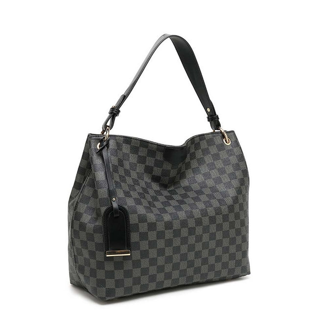 Black check slouch bag with long strap - 5328 ( Back in store )  new!