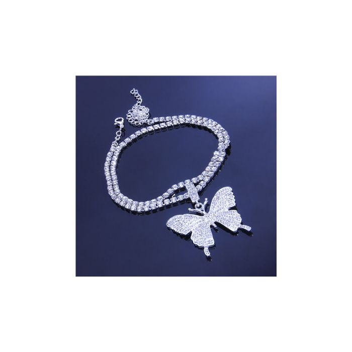 EUR110 Silver crystal butterfly anklets/bracelet