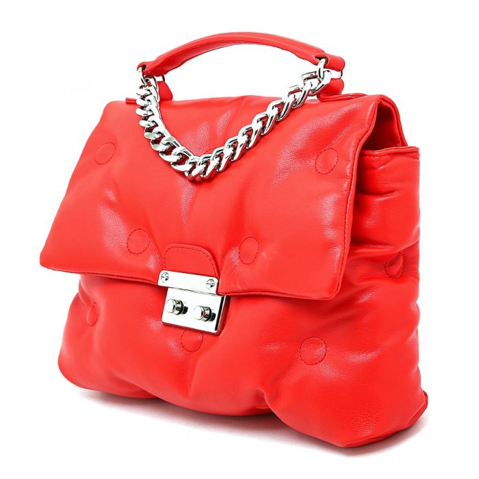 super soft puffer jacket handbag in Red