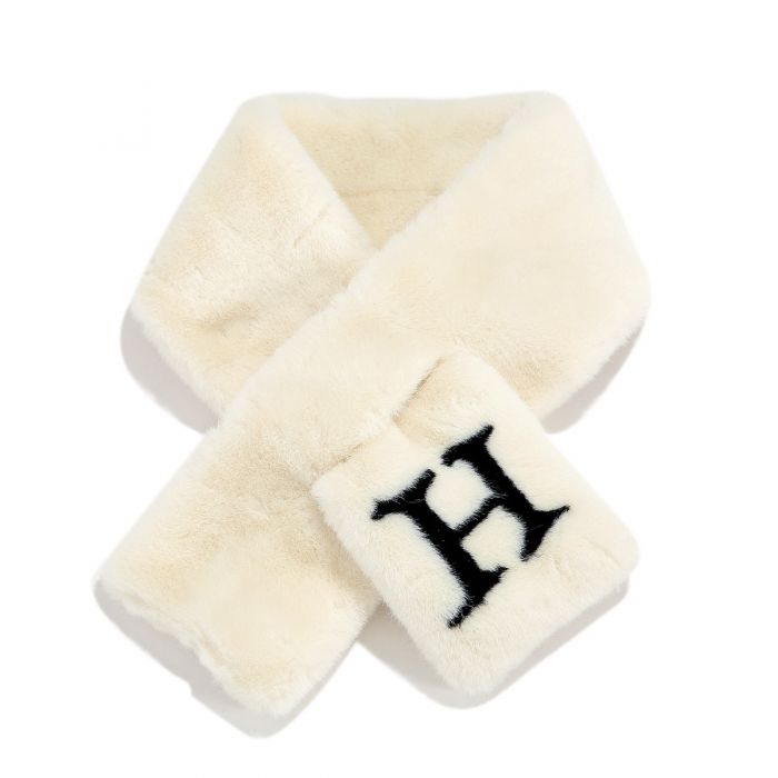 018 Letter H faux fur snood in Cream