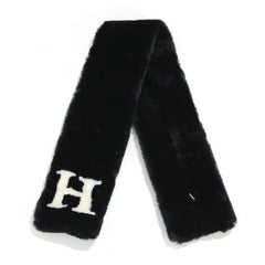 018 Letter H faux fur snood in Black