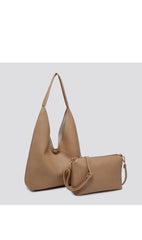 Women Large Hobo Slouch PU Leather Lightweight Practical Shoper Handbag Shoulder Bag With Small Purse Clutch Handbag