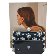 8187 crystal and pearl embellished detail in Navy