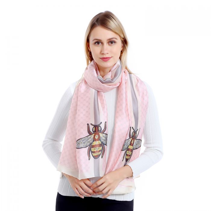 TT34 bee style satin scarf in baby Pink