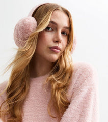 Pink Faux Fur Adjustable Headband Earmuffs