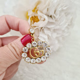 Ladies crystal G dangle earrings