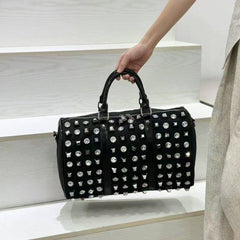 Sparkle and Edge Studded Duffle Bag in Black 60418