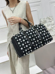 Sparkle and Edge Studded Duffle Bag in Black 60418