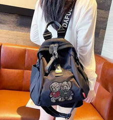 Fashion Backpack with Crystals Teddy Bears in Black 60399