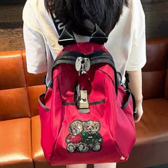 Fashion Backpack with Crystals Teddy Bears in Red 60399
