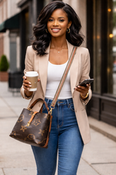 🤎 Brown Monogram Handbag — classy, practical, and stylish for everyday wear.
