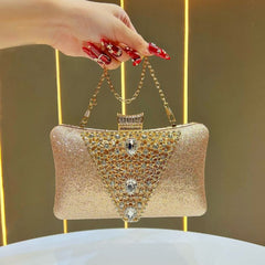 Crystals Details Evening Bag with Chain Handle