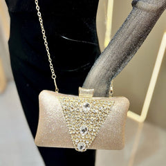 Crystals Details Evening Bag with Chain Handle
