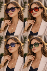 oversized square aviator-style sunglasses.