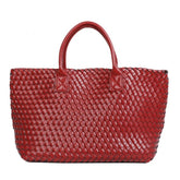 Luxury Woven Tote Bag with Purse Bag in Dark Red 60263
