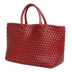 Luxury Woven Tote Bag with Purse Bag in Dark Red 60263