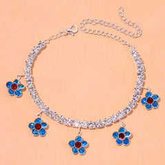 crystal Blue flowers drop anklets/bracelet