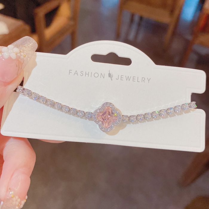 petals crystal jewelled bracelet in baby Pink