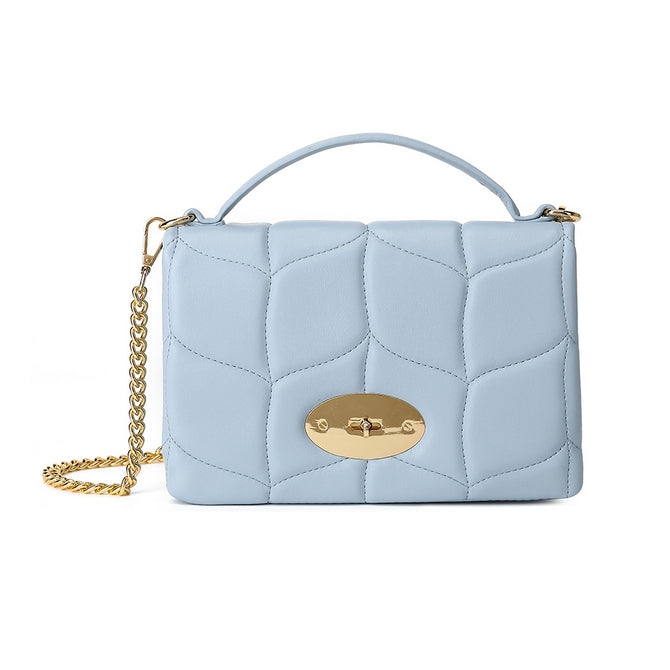 Pale blue quilted shoulder bag