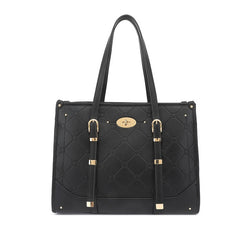 Black Tote bag middle zip pocket with long strap - 5125