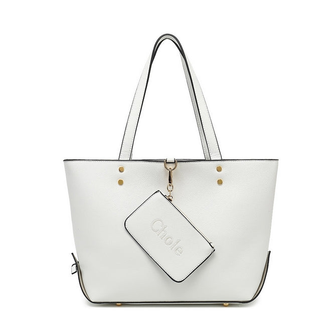 White slouch bag with small bag & purse a set abh