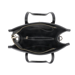 Black Tote bag middle zip pocket with long strap - 5125