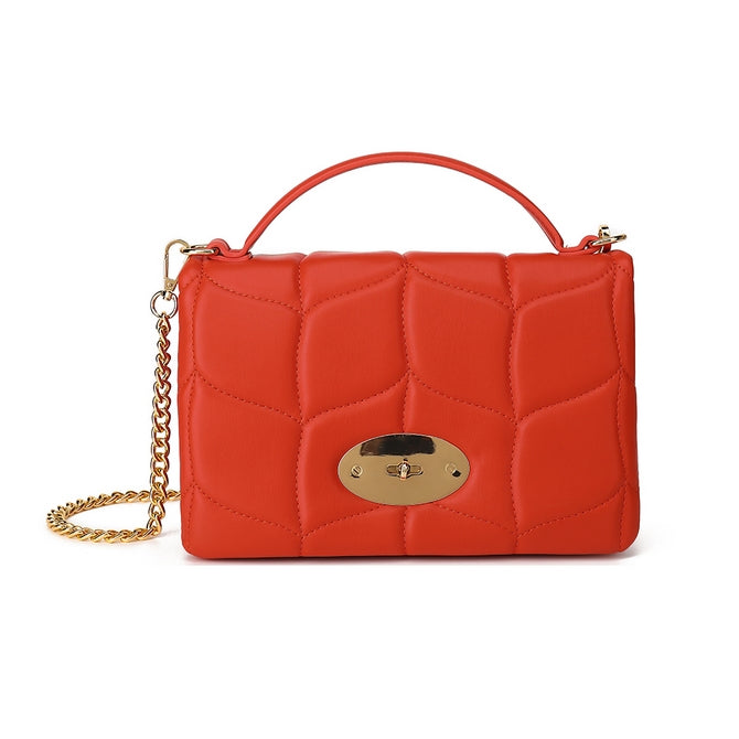 Hot orange quilted shoulder bag - K3858