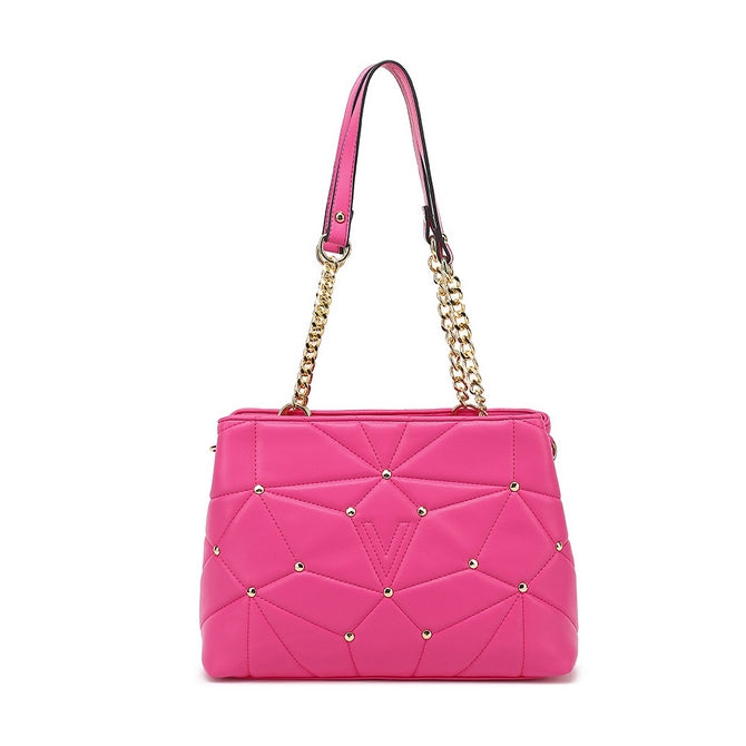 Rose quilted studded tote bag with middle compartment - K7313