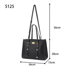 Black Tote bag middle zip pocket with long strap - 5125