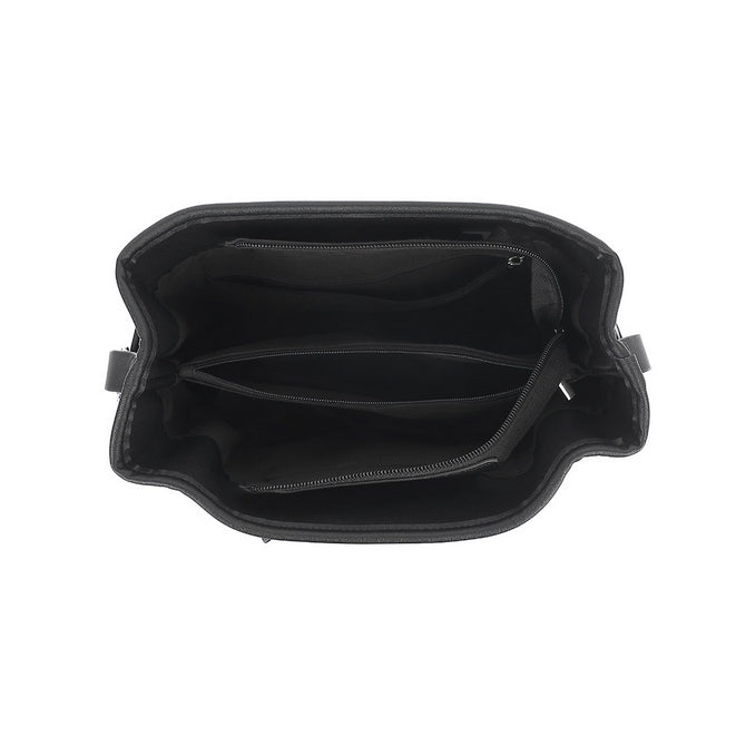 Black suede bucket bag with long straps - P530