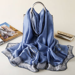 TT260 Floral print satin scarf in Blue