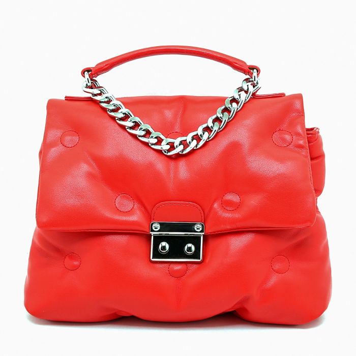 super soft puffer jacket handbag in Red