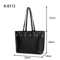 Black tote bag studd red lining with clutch a set - K0113