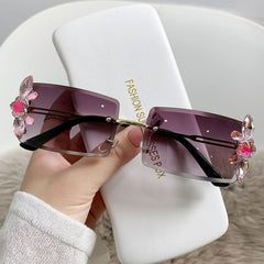 8885 Crystals flowers sunglasses in Green
