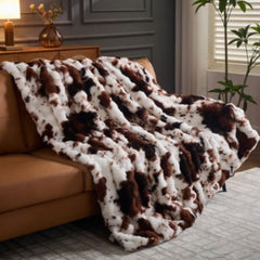 Faux Animal Print Throw in Brown/White (130cm*160cm) BLK018
