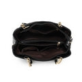Black quilted studded tote bag with middle compartment - K7313