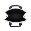 White leather look tote bag with plush trim-0803 ( Large )