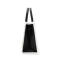 White leather look tote bag with plush trim-0803 ( Large )