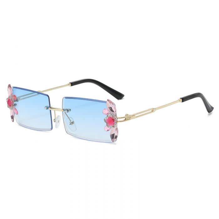8885 Crystals flowers sunglasses in Pink