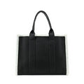 White leather look tote bag with plush trim-0803 ( Large )