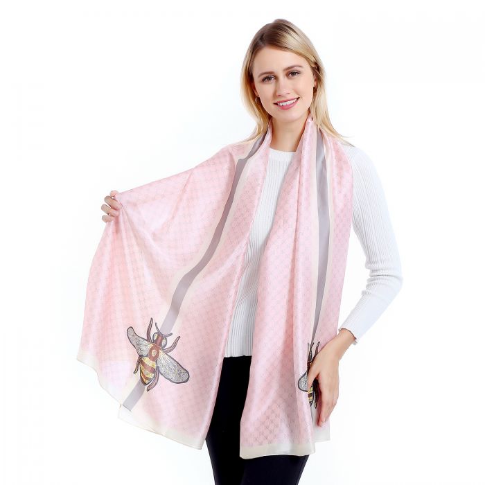TT34 bee style satin scarf in baby Pink