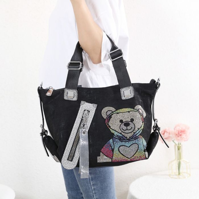 Teddy bear handbag in Black