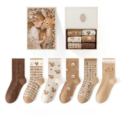 Mainden's Prayer Gift Box 6 Pairs of Socks in Brown ABH