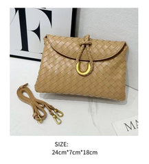 Women Woven Crossbody Bag with Gold Accent