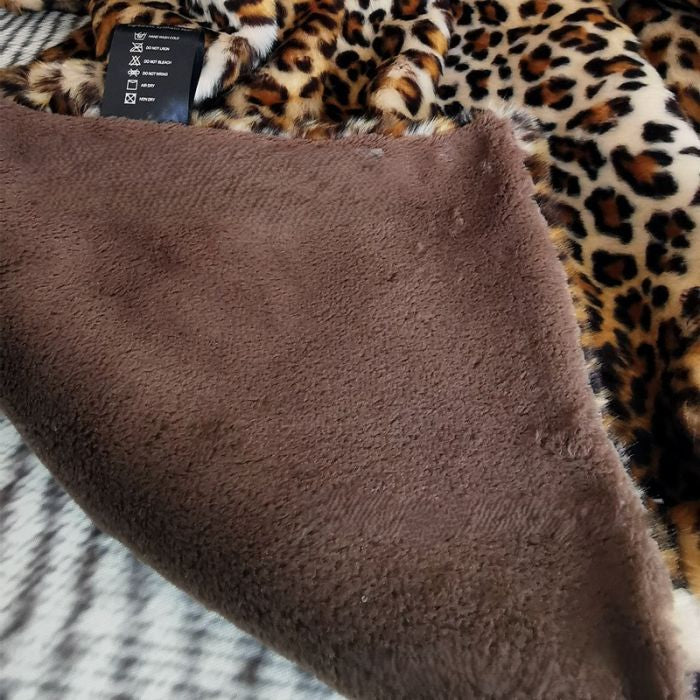Luxurious Faux Armchair Leopard Fur Blanket SMALL BLK017