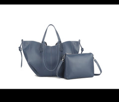 ABH Elegant Large Capacity PU Leather Crossbody Bag with Matching Pouch for Women, Solid Color Bag