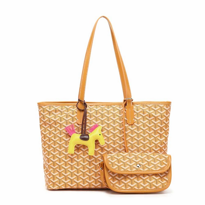 Mustard yellow horse shoulder bag with purses a set - K3229