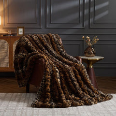Chic Leopard Print Faux Fur Blanket (130cm*160cm) BLK020