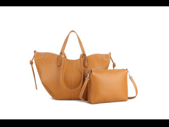 ABH Elegant Large Capacity PU Leather Crossbody Bag with Matching Pouch for Women, Solid Color Bag